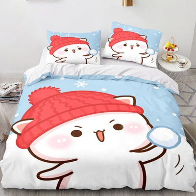 Cat Duvet Cover Set - Blue / US Twin(173x218cm)