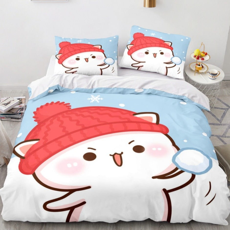 Cat Duvet Cover Set - Blue / US Twin(173x218cm)
