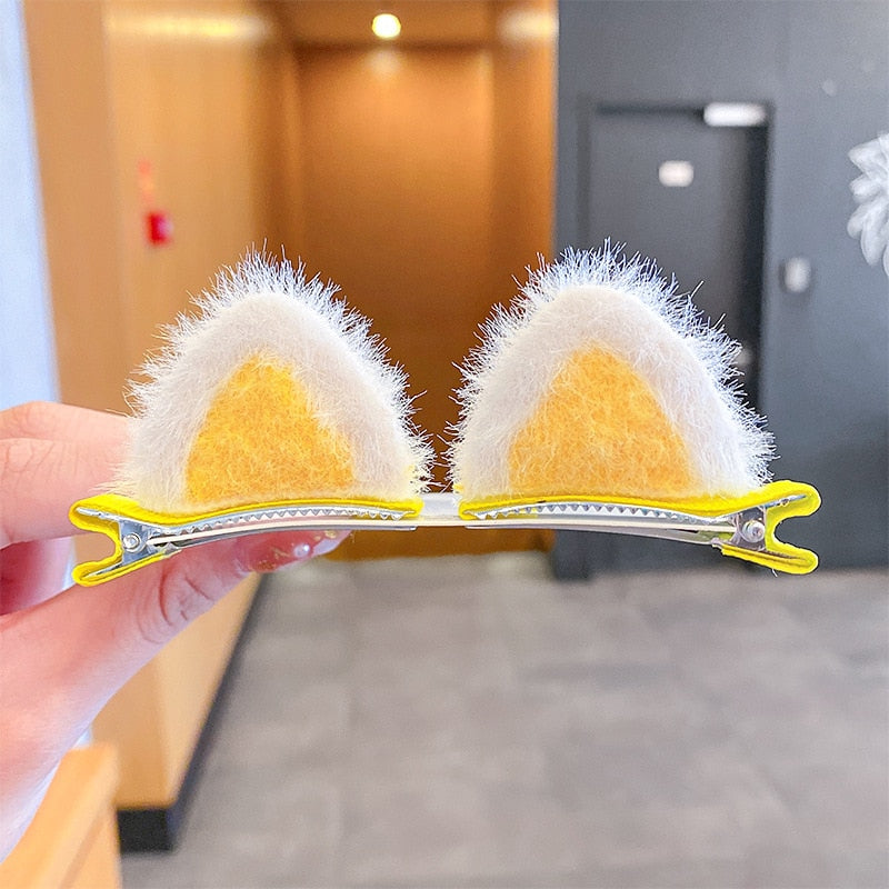Cat Ear Hair Clips - Yellow - Cat hair clips
