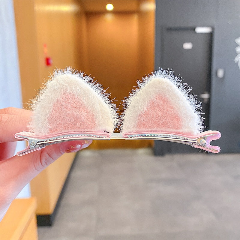 Cat Ear Hair Clips - Pink - Cat hair clips