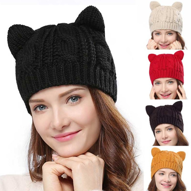 Cat Ear Knit Beanie - Cat beanie