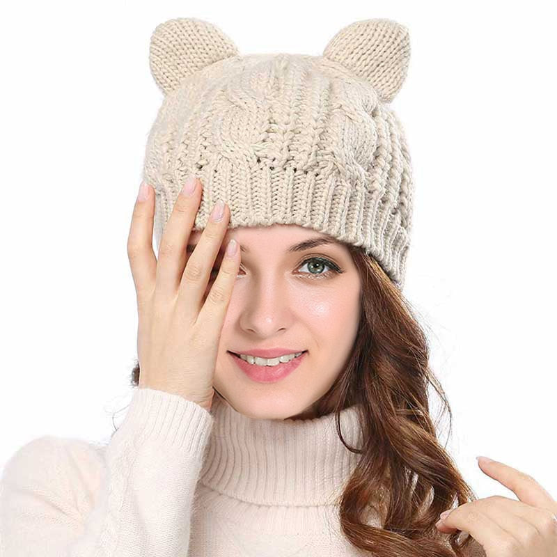 Cat Ear Knit Beanie - Cat beanie