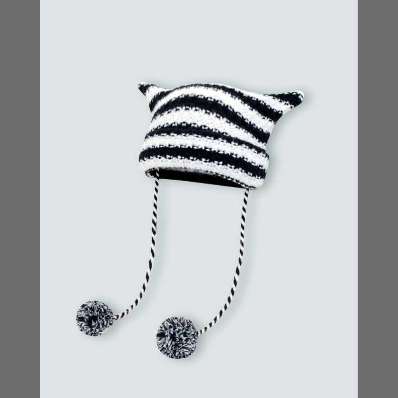 Cat Eared Beanie - White / 56-58cm - Cat beanie