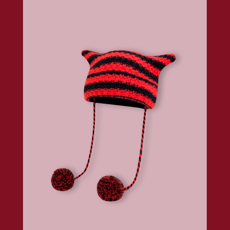 Cat Eared Beanie - Red / 56-58cm - Cat beanie