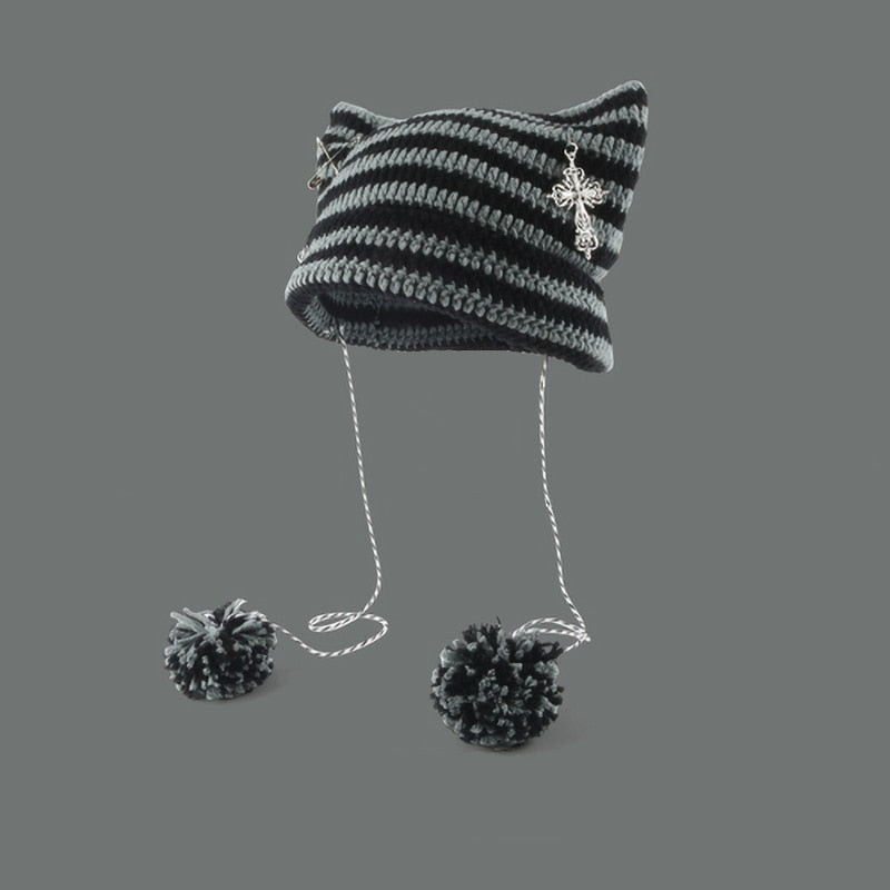 Cat Eared Beanie - Dark Grey / 56-58cm - Cat beanie