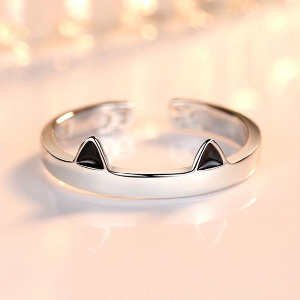 Cat Ears Ring - Black - cat rings
