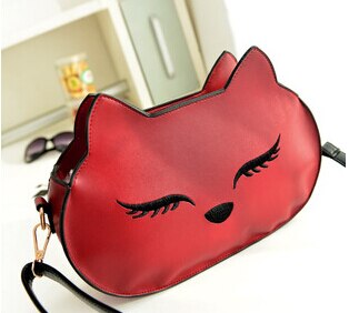 Cat Face Handbag - Red - Cat Handbag