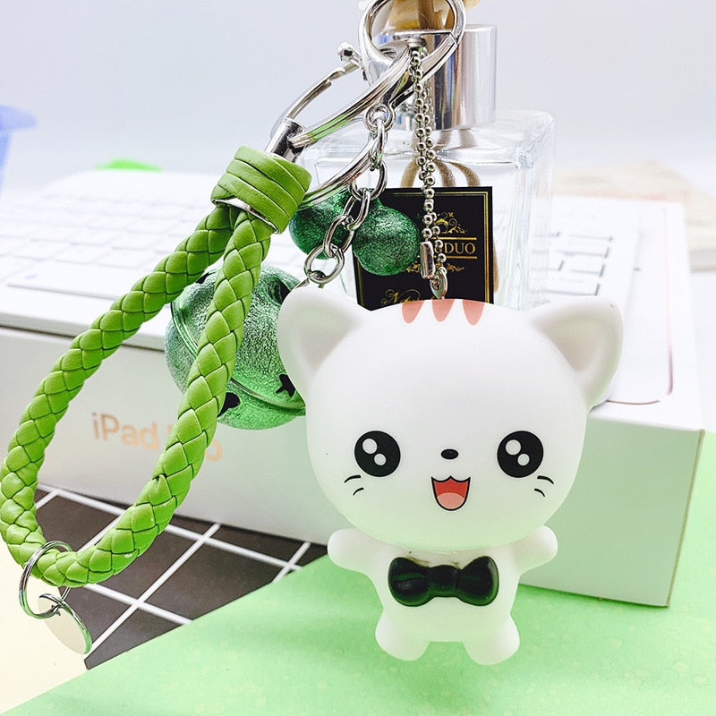 Cat Face Keychain - Green - Cat Keychains