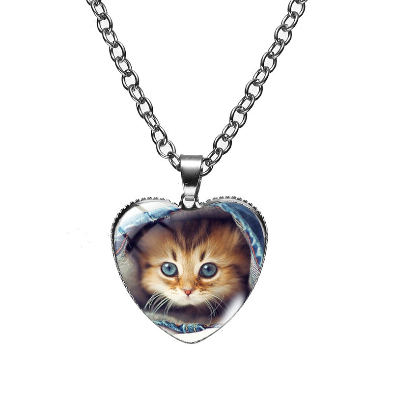 Cat Face Necklace - Brown - Cat necklace