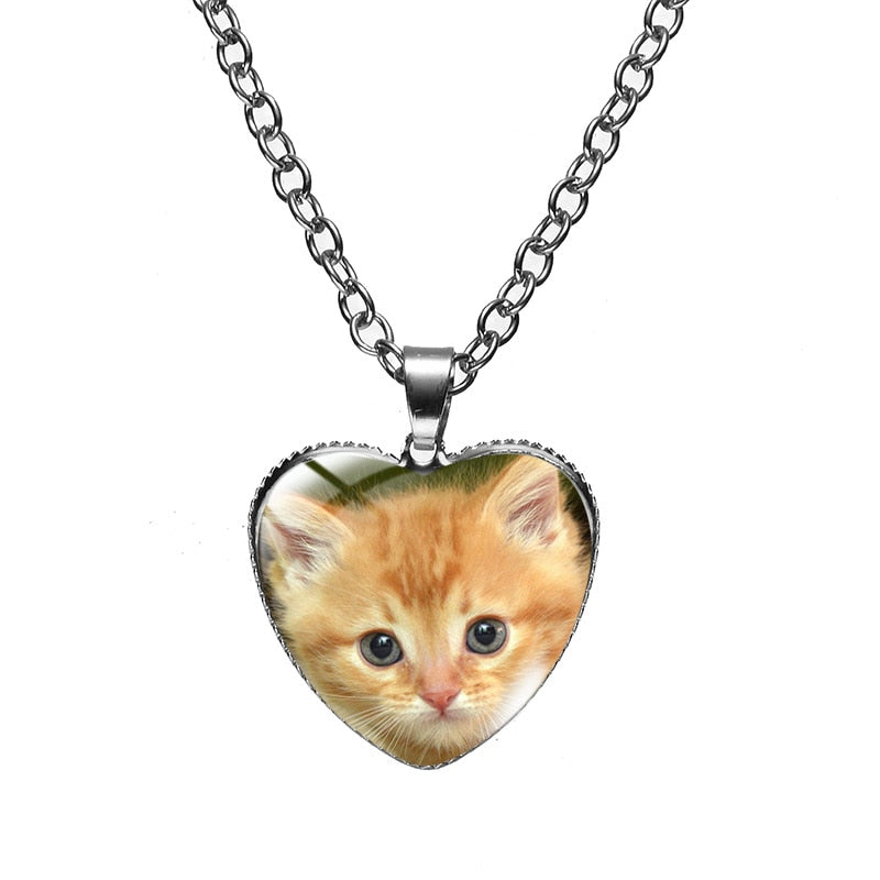 Cat Face Necklace - Yellow - Cat necklace