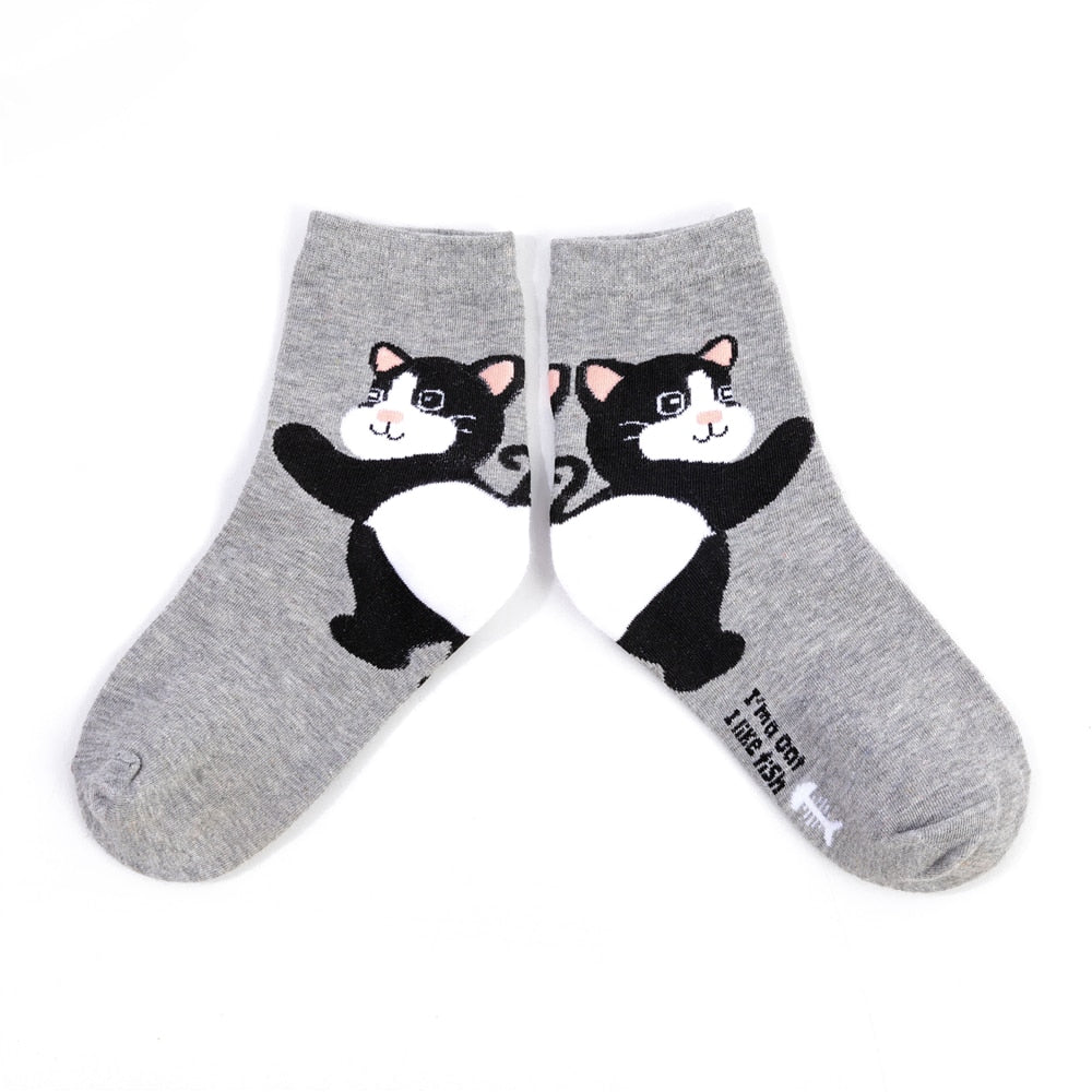 Cat Feet Socks - Gray Cat - Cat Socks