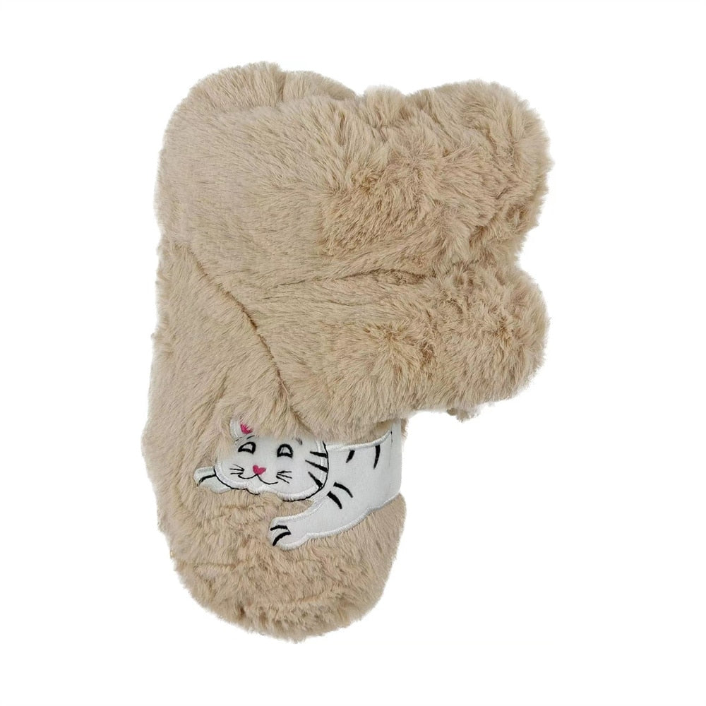 Cat Fur Slippers - Beige / EUR 35-38 - Cat slippers