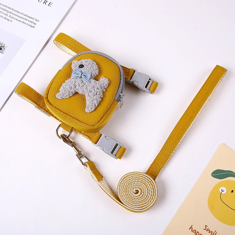 Cat Harness Leash with Backpack - Yellow Dog / S - cat