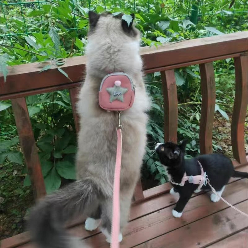 Cat Harness Leash with Backpack - cat harness leash