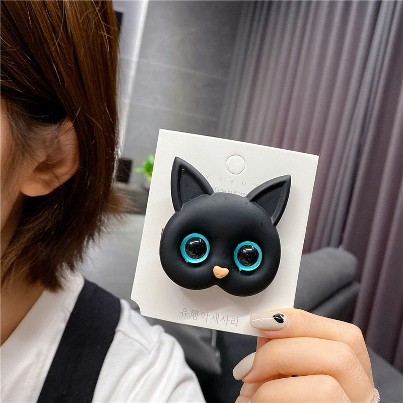 Cat Head Hair Clip - Black - Cat hair clips