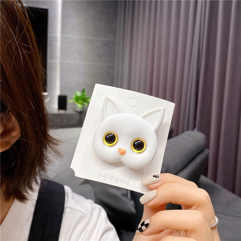 Cat Head Hair Clip - White - Cat hair clips