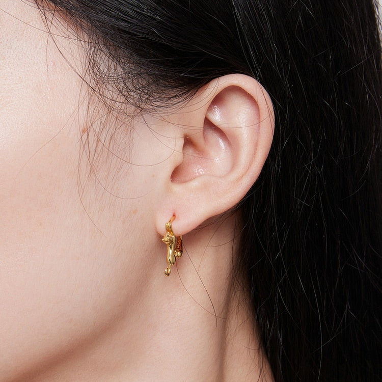 Cat Hoop Earrings - Cat earrings