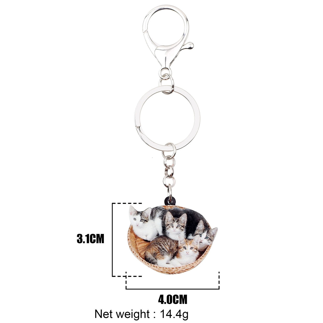 Cat in Basket Keychain - Cat Keychains