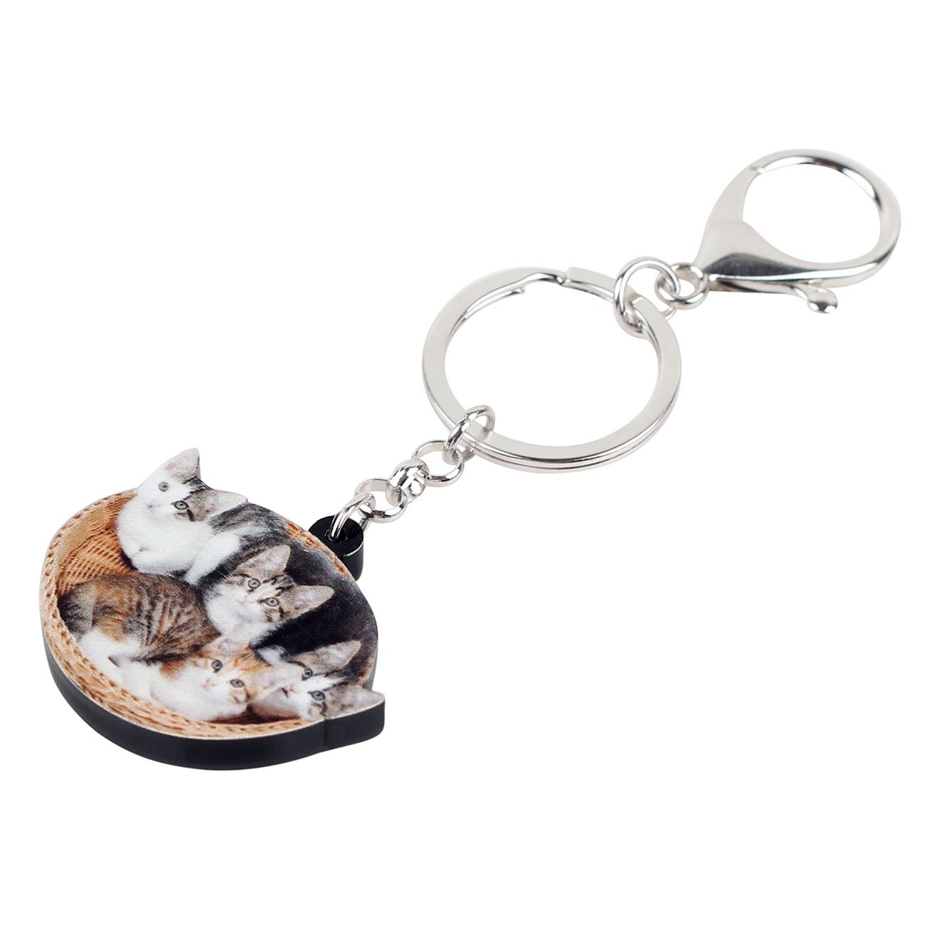 Cat in Basket Keychain - Cat Keychains
