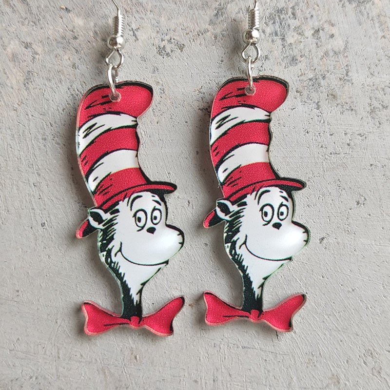 Cat in the Hat Earrings - Cat earrings