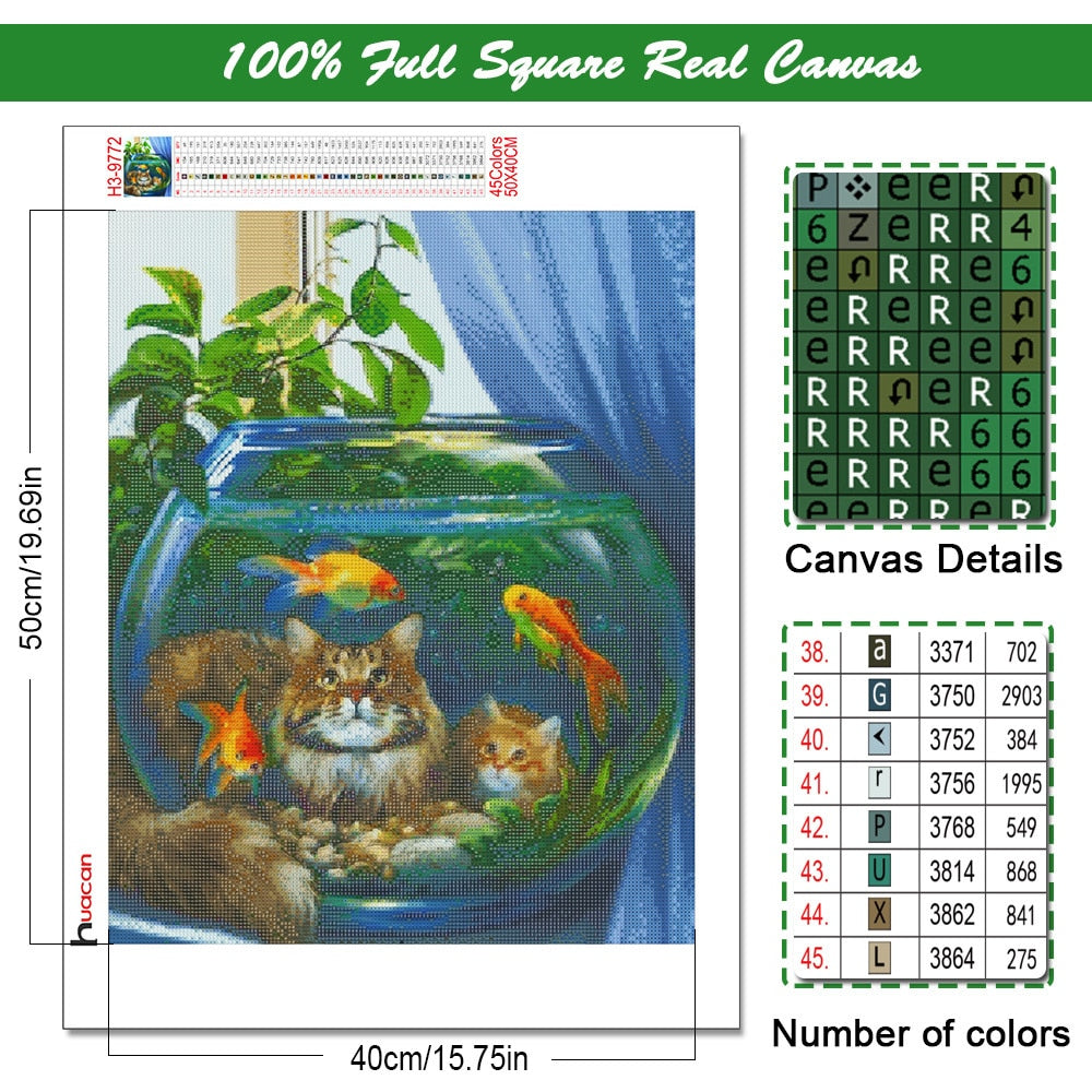 Cat Kiss Fish Diamond Painting