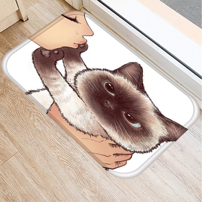 Cat Kitchen Rug - Brown / 40cmx60cm