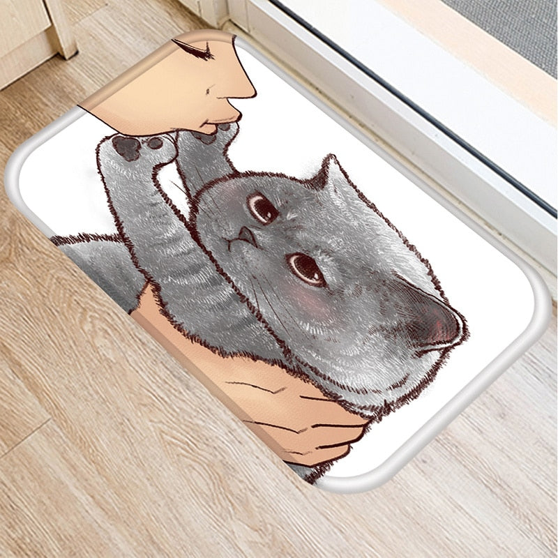 Cat Kitchen Rug - Gray / 40cmx60cm