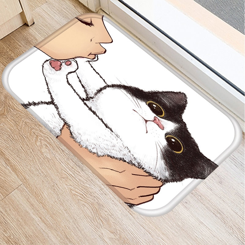 Cat Kitchen Rug - Black and White / 40cmx60cm