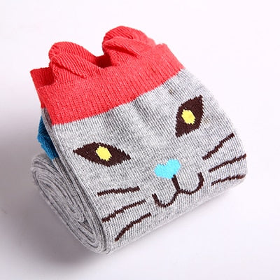 Cat Knee High Socks - Gray cat / 3 to 12 years old - Cat