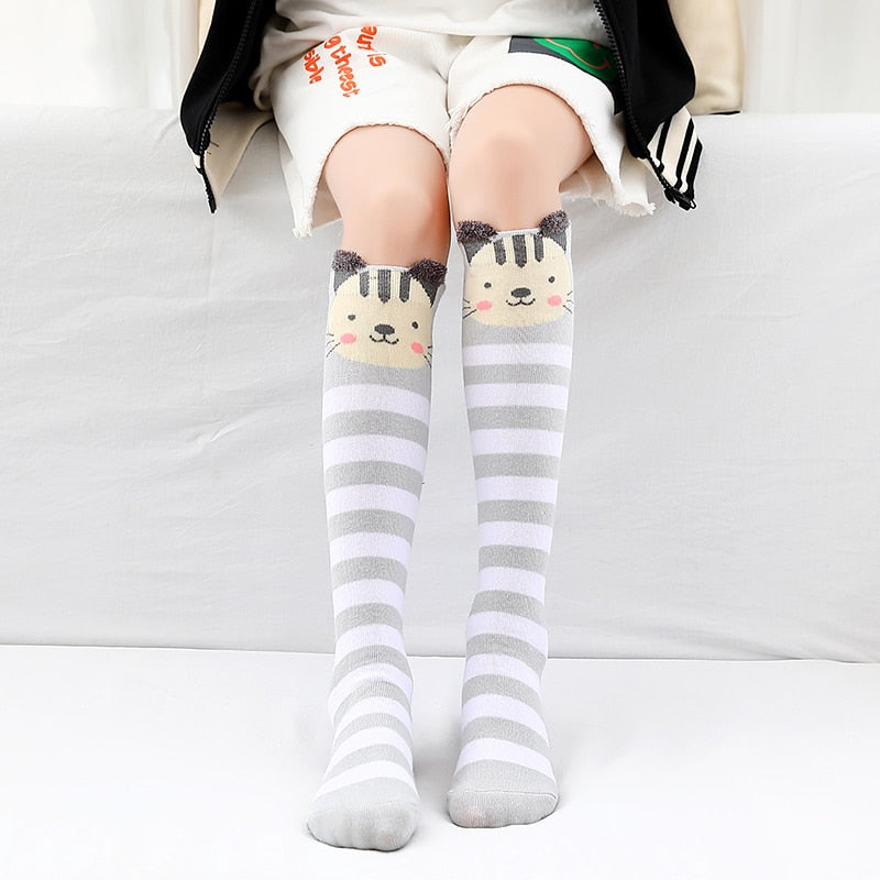 Cat Knee High Socks - gray cat / 3 to 12 years old - Cat