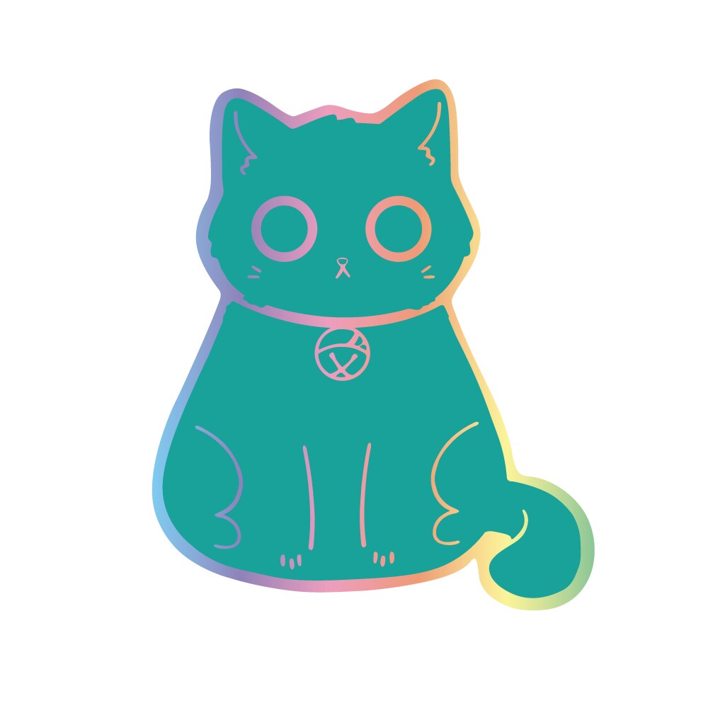 Cat Laptop Stickers - Turquoise / China / 10cm x 8cm