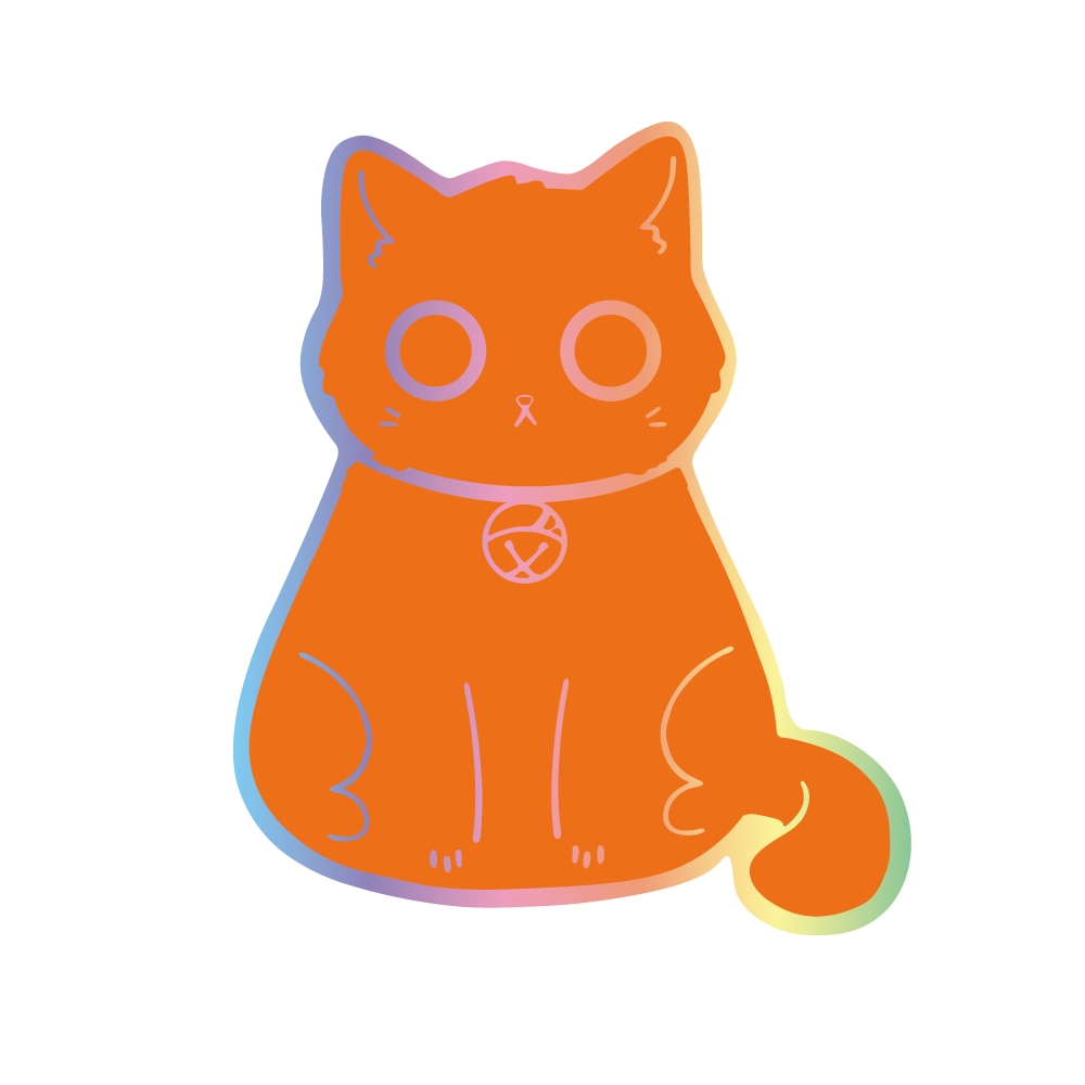 Cat Laptop Stickers - Orange / China / 10cm x 8cm