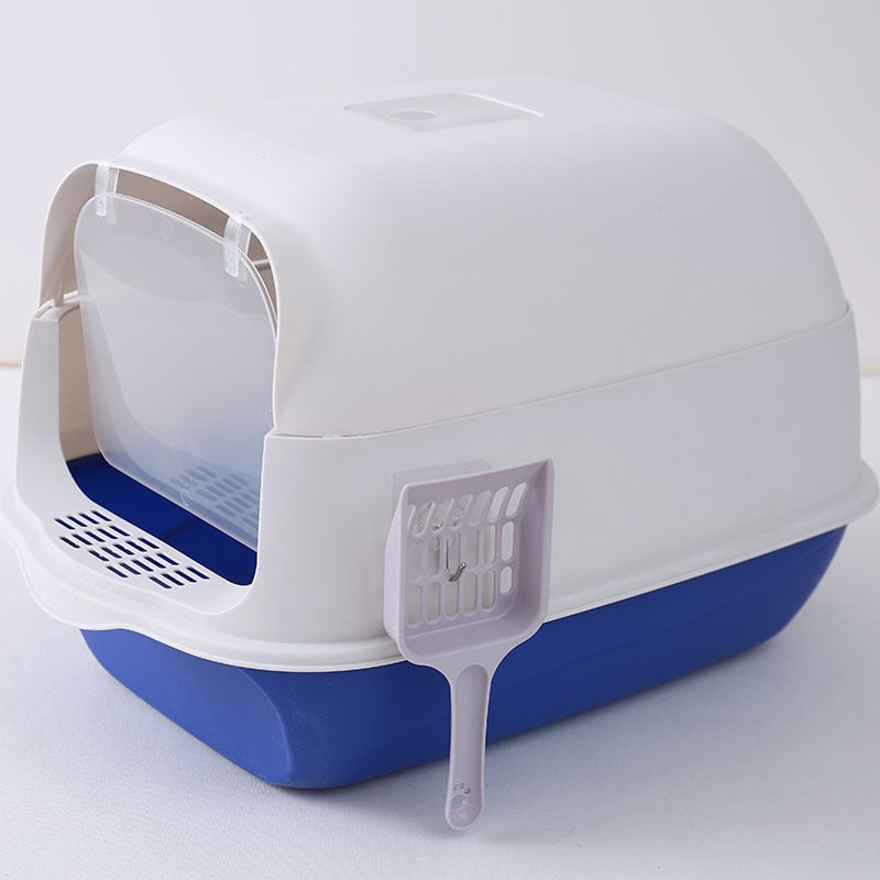 Cat Litter Box Enclosed - Blue - Cat litter Box