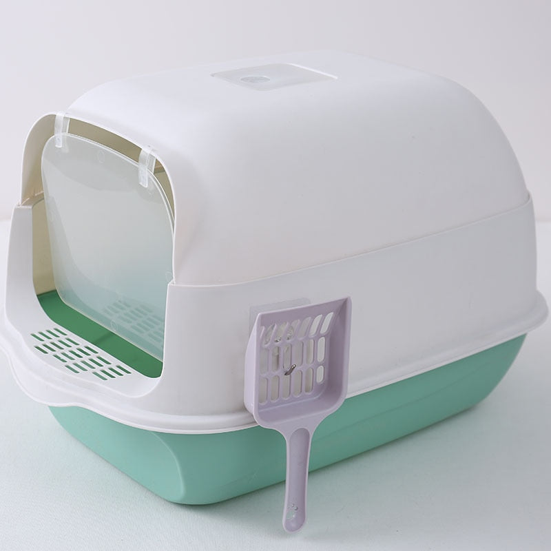 Cat Litter Box Enclosed - Green - Cat litter Box