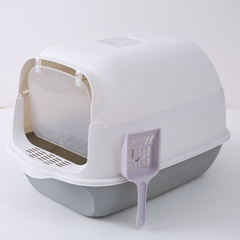 Cat Litter Box Enclosed - Grey - Cat litter Box