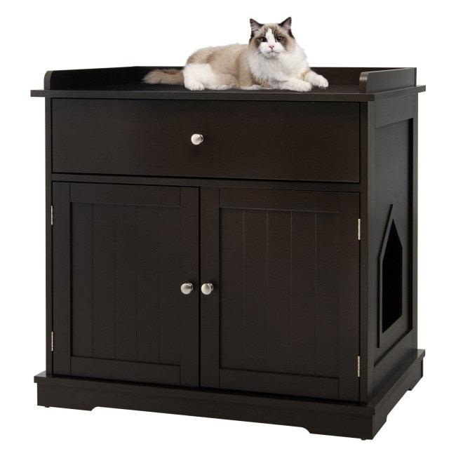 Cat Litter Box Enclosure - Brown - Cat litter Box