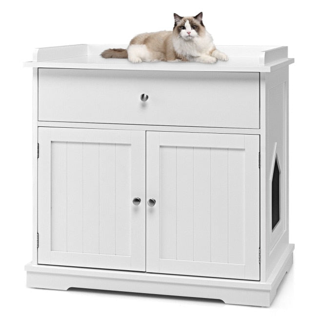 Cat Litter Box Enclosure - White - Cat litter Box