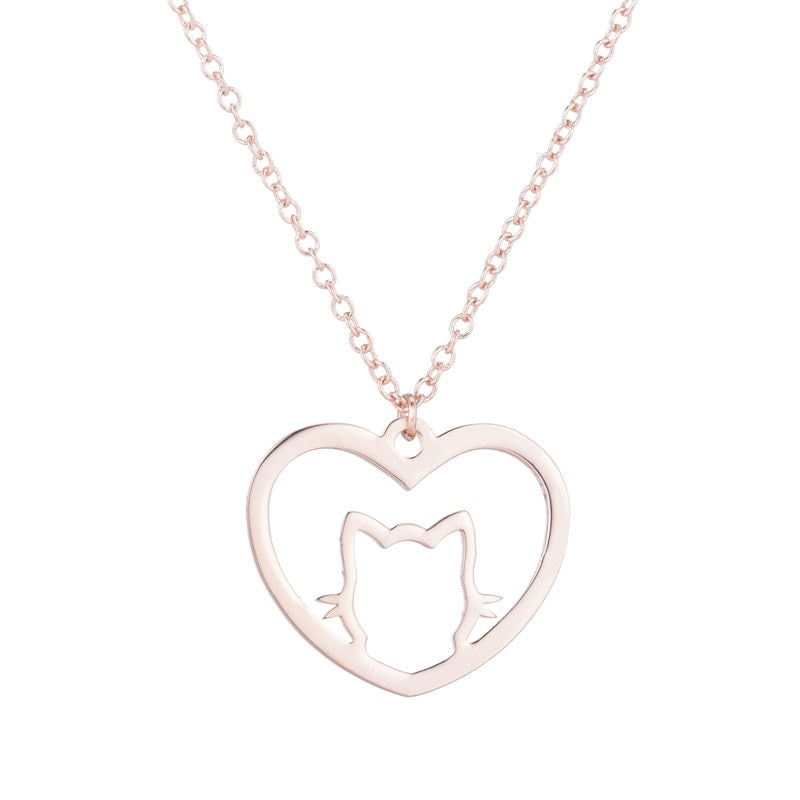 Cat Lover Necklace - Rose Gold - Cat necklace