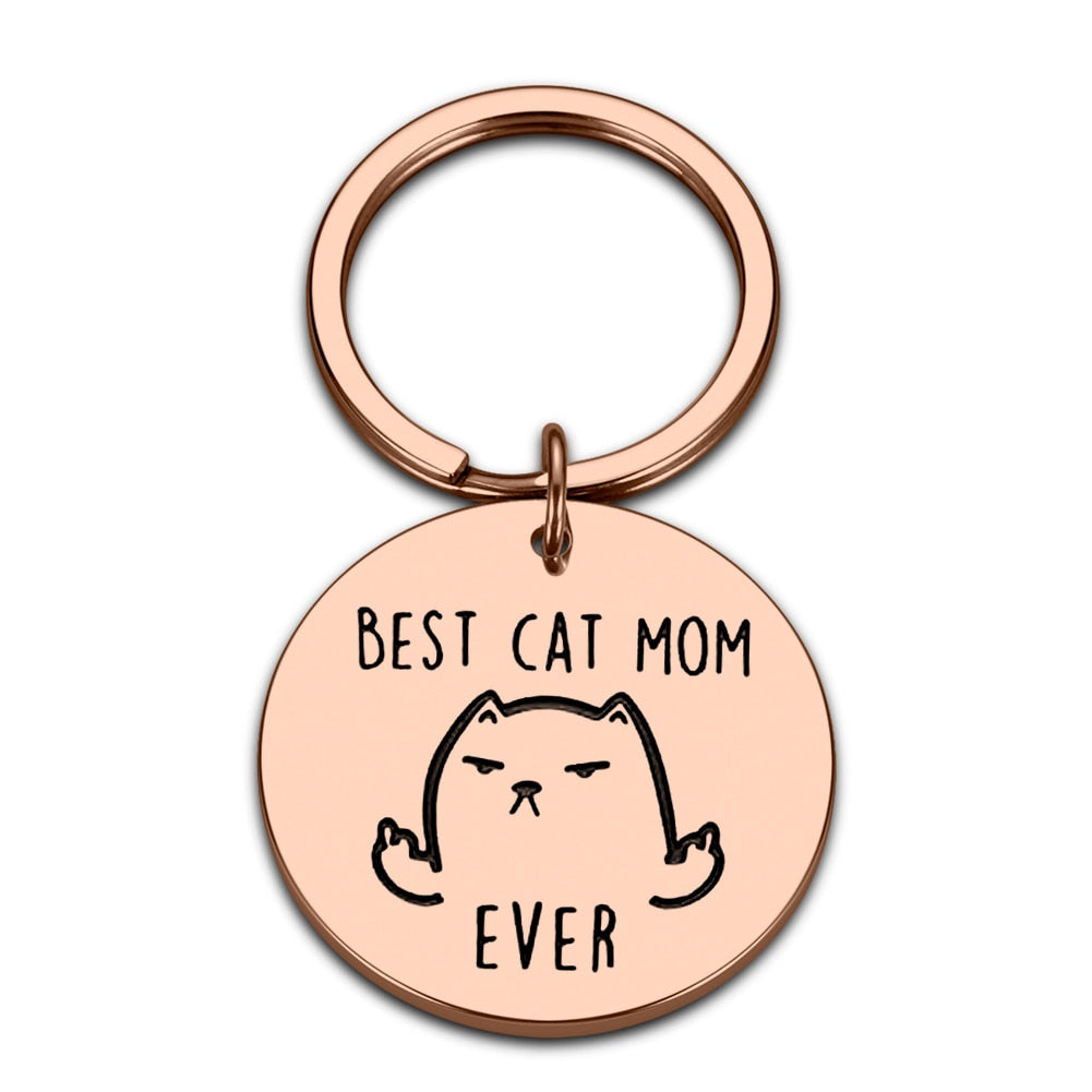 Cat Mom Keychain - Rose Gold - Cat Keychains