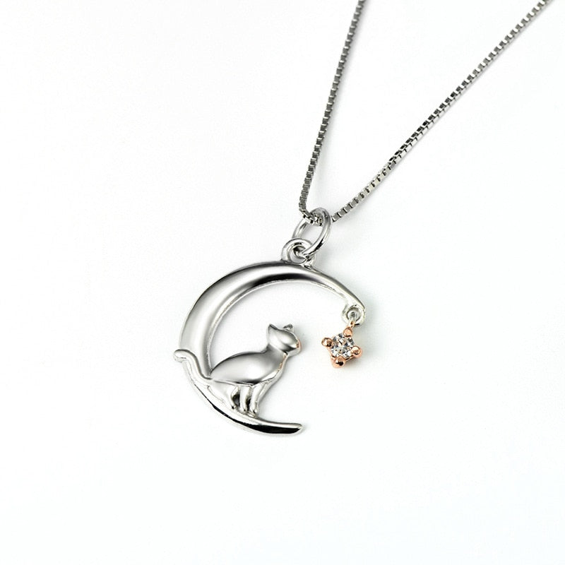 Cat Moon Star Necklace - Cat necklace