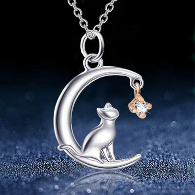 Cat Moon Star Necklace - Cat necklace