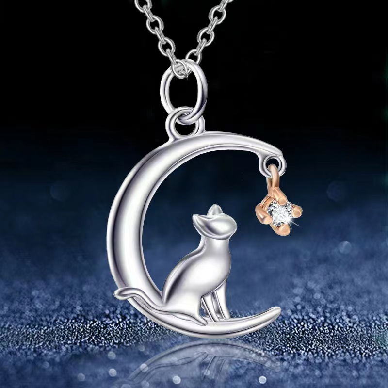 Cat Moon Star Necklace - Cat necklace