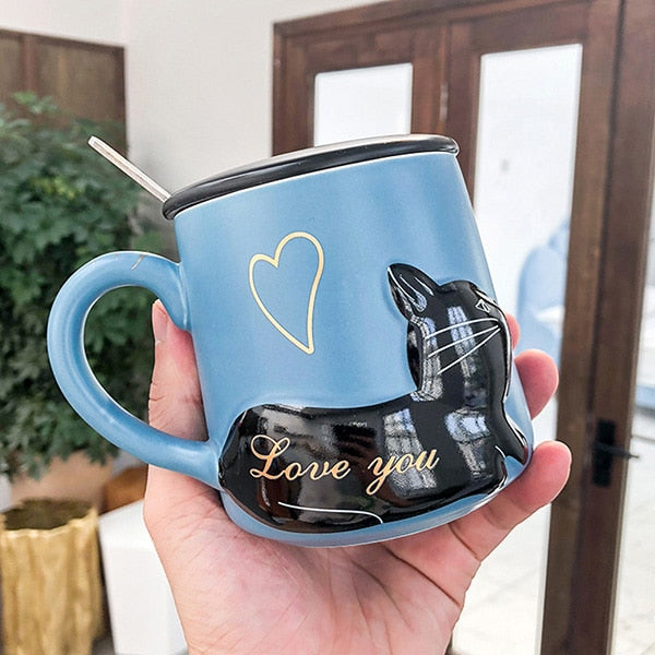 Cat Mug Set - Black / 360ml