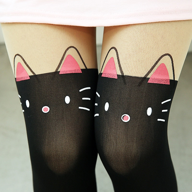 Cat Pattern Tights - Cat Tights
