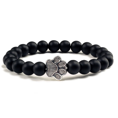 Cat Paw Beaded Bracelet - Matte Black - Cat bracelet