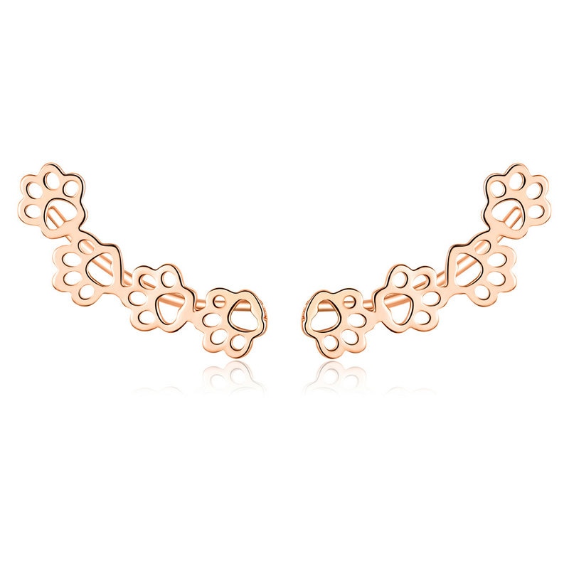 Cat Paw Earrings Studs - Gold - Cat earrings