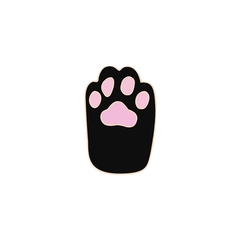 Cat Paw Enamel Pin - black foot