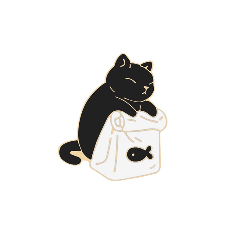 Cat Paw Enamel Pin - Black fish cat