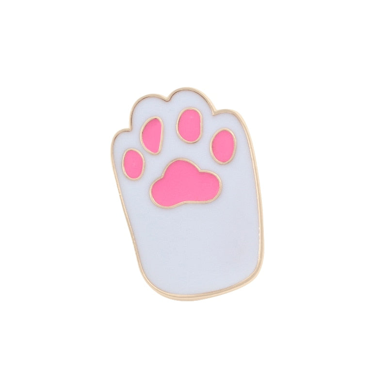 Cat Paw Enamel Pin - white foot