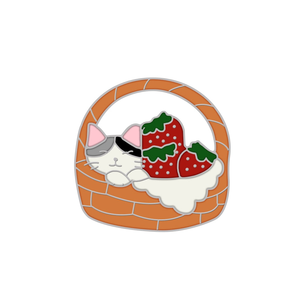 Cat Paw Enamel Pin - Strawberry cat